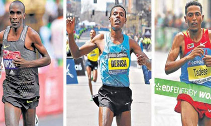 Kipchoge, Desisa Tadese, tras la marca de bajar las dos horas del maratn